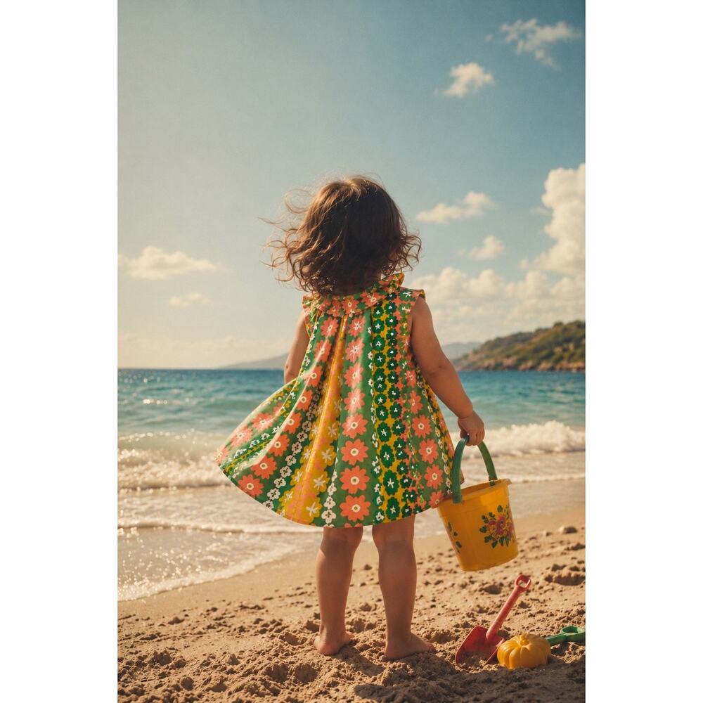 Vintage 70s Hawaiian Baby Tent Dress | 18M Collectible Floral Cotton A-Line Luau